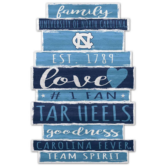 North Carolina Tar Heels Sign 11x17 Wood Family Word Design