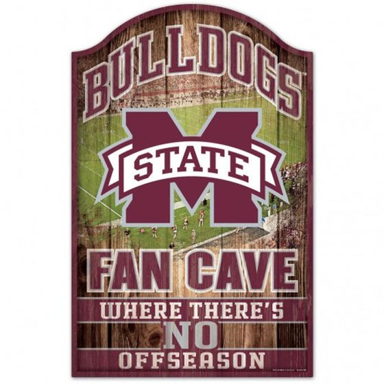 Mississippi State Bulldogs Sign 11x17 Wood Fan Cave Design - Special Order