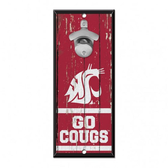 Washington State Cougars Sign Wood 5x11 Bottle Opener - Special Order