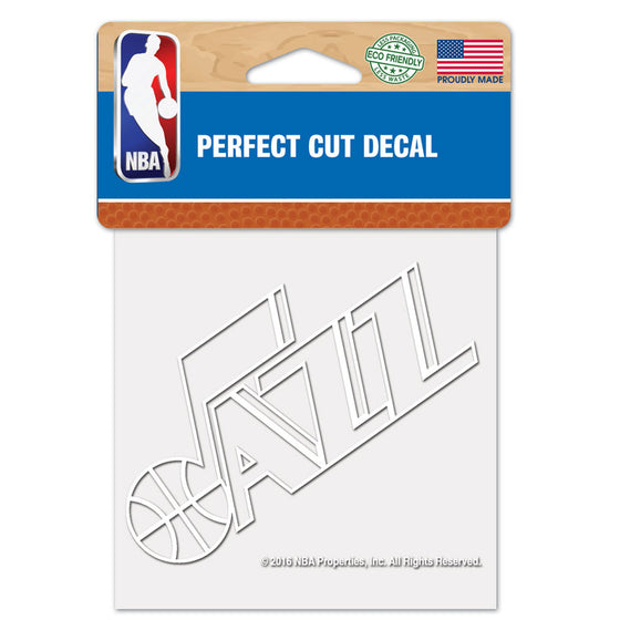 Utah Jazz Decal 4x4 Perfect Cut White - Special Order