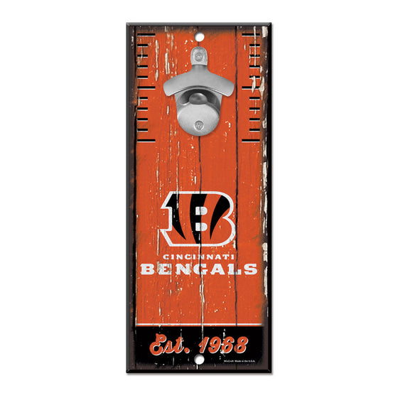 Cincinnati Bengals Sign Wood 5x11 Bottle Opener - Special Order