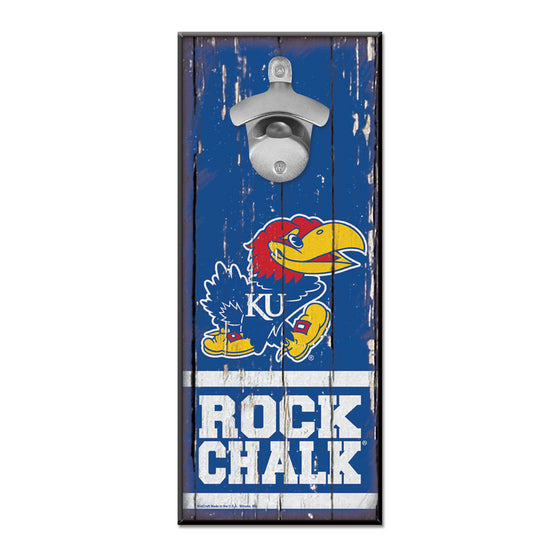 Kansas Jayhawks Sign Wood 5x11 Bottle Opener - Special Order