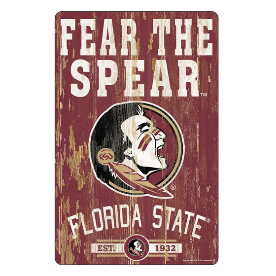 Florida State Seminoles Sign 11x17 Wood Slogan Design