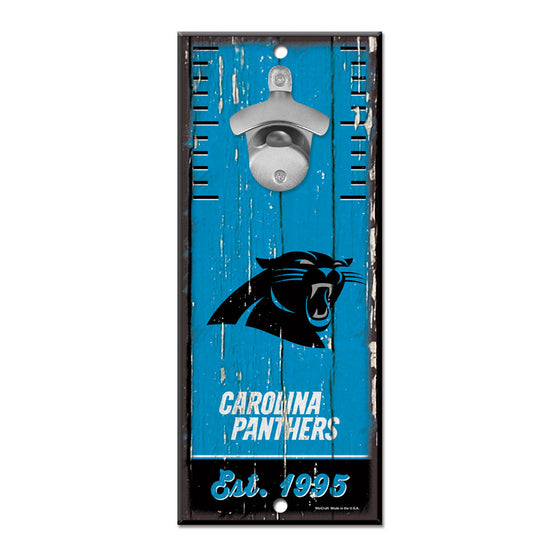 Carolina Panthers Sign Wood 5x11 Bottle Opener