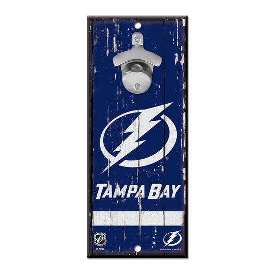 Tampa Bay Lightning Sign Wood 5x11 Bottle Opener - Special Order