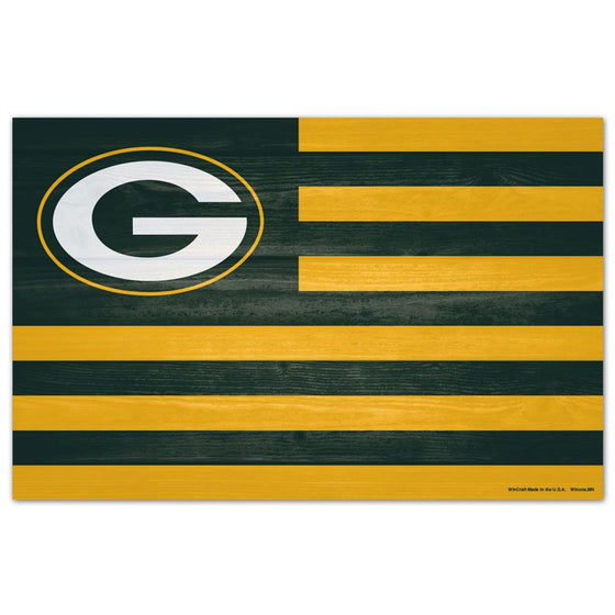 Green Bay Packers Sign 11x17 Wood American Flag Design Special Order