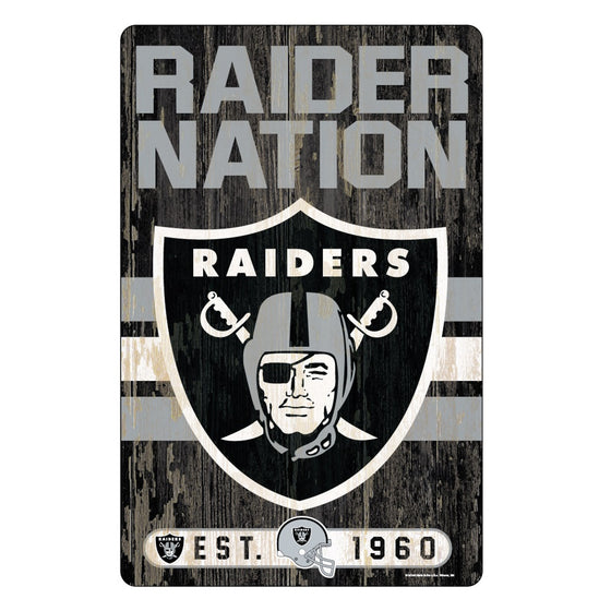 Las Vegas Raiders Sign 11x17 Wood Slogan Design