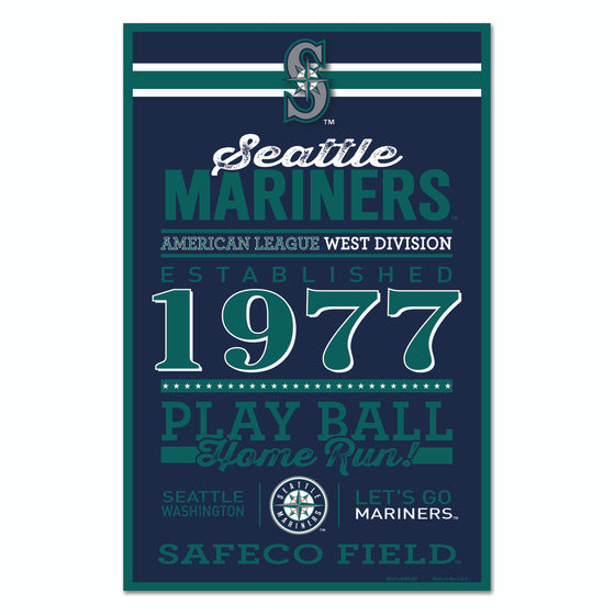 Seattle Mariners Sign 11x17 Wood Established Design - Special Order