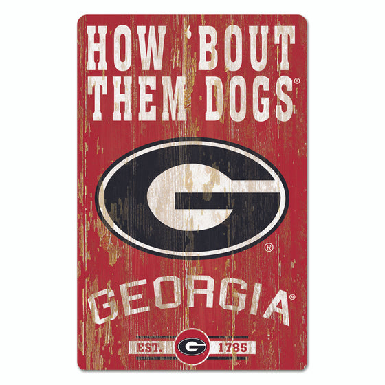 Georgia Bulldogs Sign 11x17 Wood Slogan Design