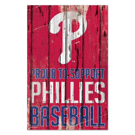 Philadelphia Phillies Sign 11x17 Wood Proud to Support Design - Special Order