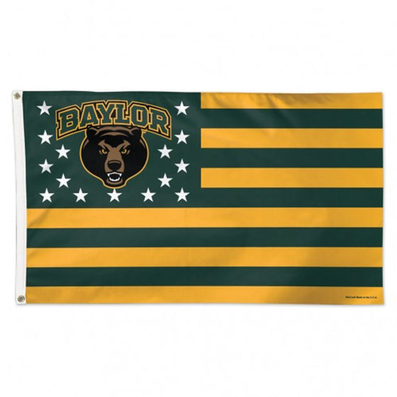 Baylor Bears Flag 3x5 Deluxe Style Stars and Stripes Design - Special Order