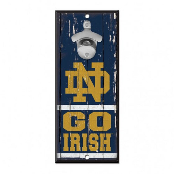 Notre Dame Fighting Irish Sign Wood 5x11 Bottle Opener