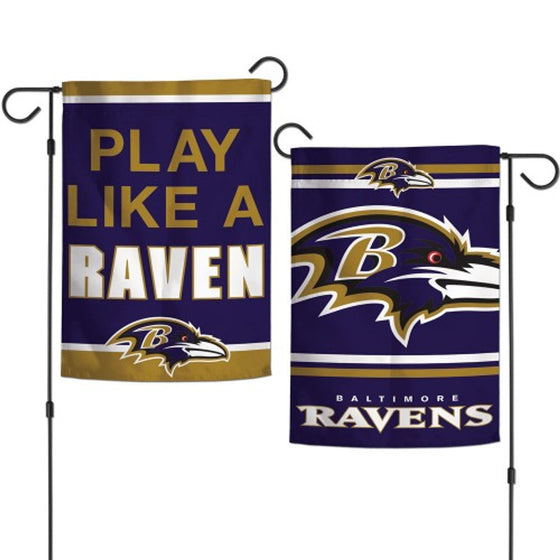 Baltimore Ravens Flag 12x18 Garden Style 2 Sided Slogan Design - Special Order