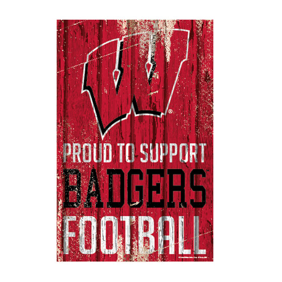 Wisconsin Badgers Sign 11x17 Wood Proud to Support Design