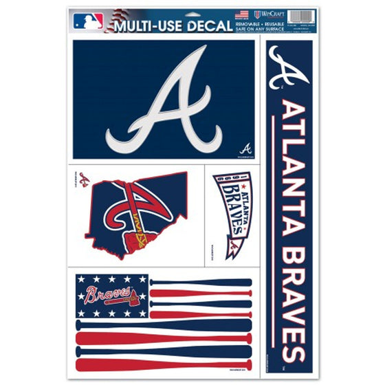 Atlanta Braves Decal 11x17 Multi Use 5 Piece Alternate Special Order