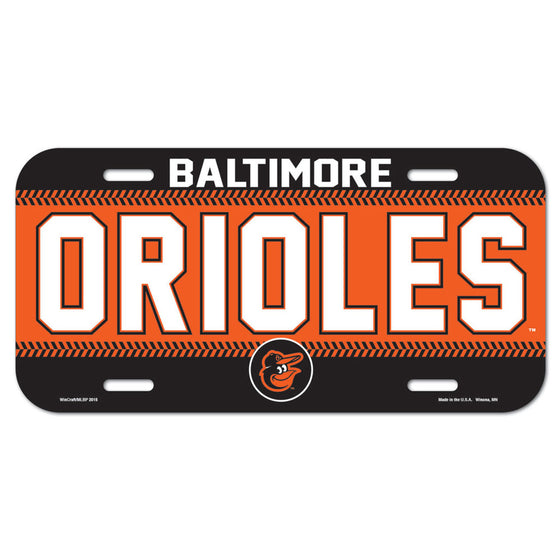 Baltimore Orioles License Plate Plastic - Special Order