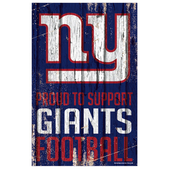 New York Giants Sign 11x17 Wood Proud to Support Design