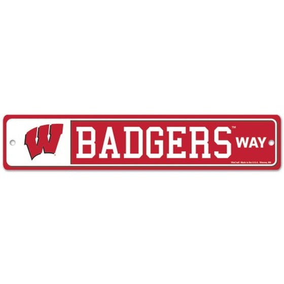 Wisconsin Badgers Sign 3.75x19 Plastic Street Style - Special Order