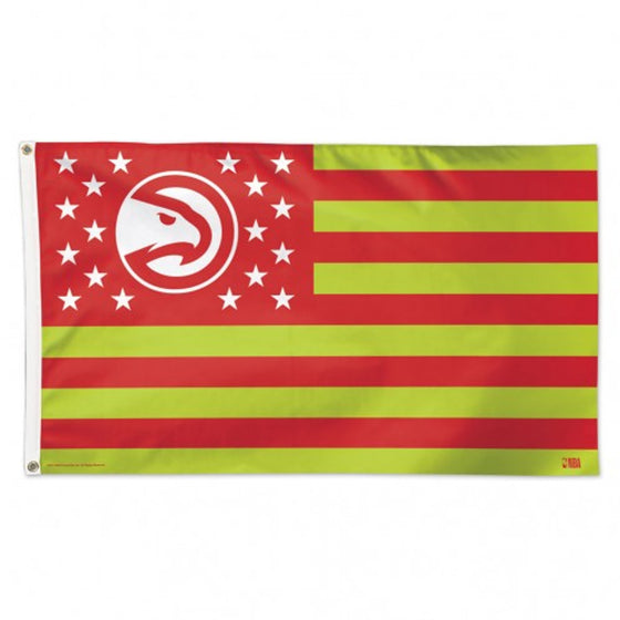 Atlanta Hawks Flag 3x5 Deluxe Style Stars and Stripes Design - Special Order