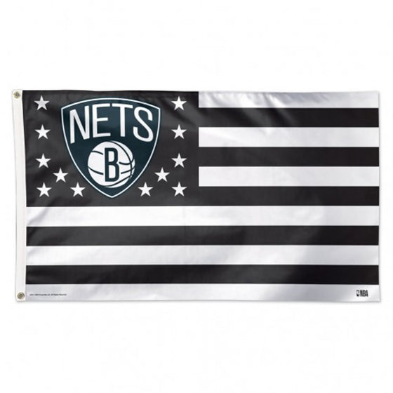 Brooklyn Nets Flag 3x5 Deluxe Style Stars and Stripes Design - Special Order