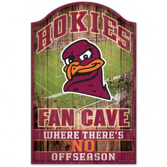 Virginia Tech Hokies Sign 11x17 Wood Fan Cave Design - Special Order