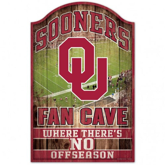 Oklahoma Sooners Sign 11x17 Wood Fan Cave Design