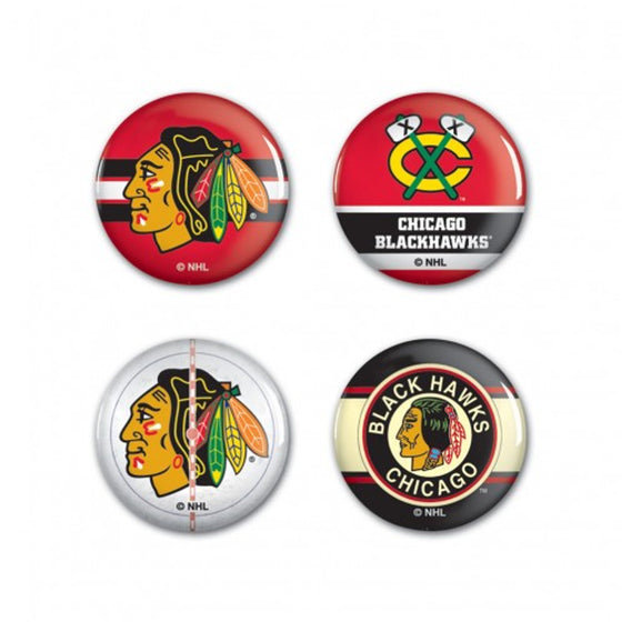 Chicago Blackhawks Buttons 4 Pack - Special Order