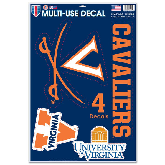 Virginia Cavaliers Decal 11x17 Multi Use 4 Piece - Special Order