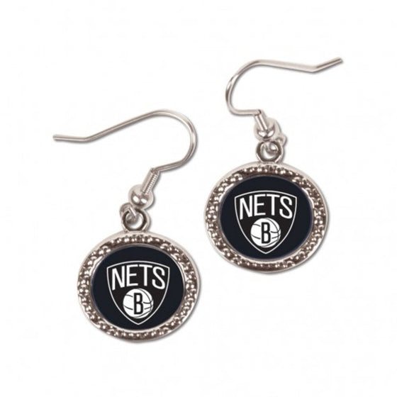 Brooklyn Nets Earrings Round Style - Special Order