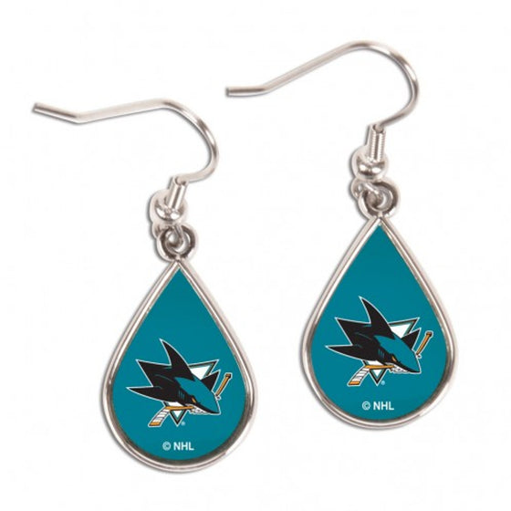 San Jose Sharks Earrings Tear Drop Style - Special Order