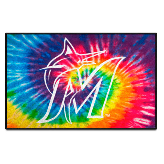 Miami Marlins Tie Dye Starter Mat Accent Rug - 19in. x 30in.