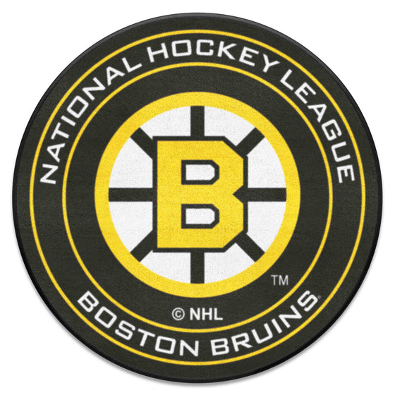 Retro NHL Boston Bruins Hockey Puck Rug - 27in. Diameter