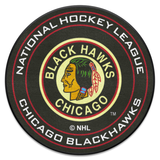 NHLRETRO Chicago Blackhawks Hockey Puck Rug - 27in. Diameter