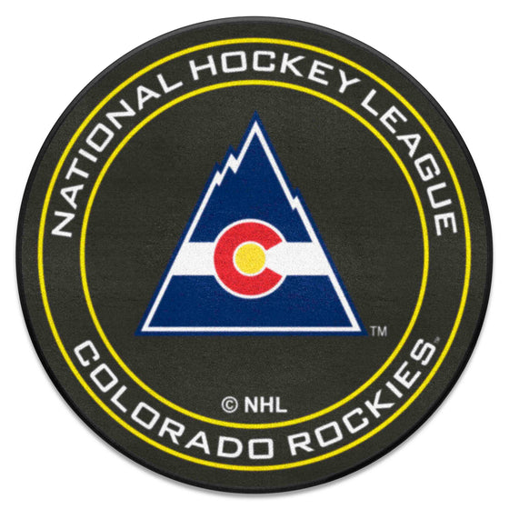 NHLRETRO Colorado Rockies Hockey Puck Rug - 27in. Diameter