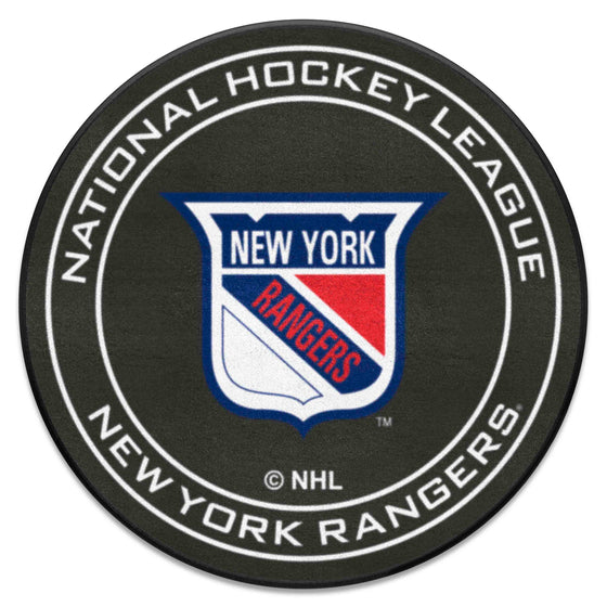 NHLRETRO New York Rangers Hockey Puck Rug - 27in. Diameter