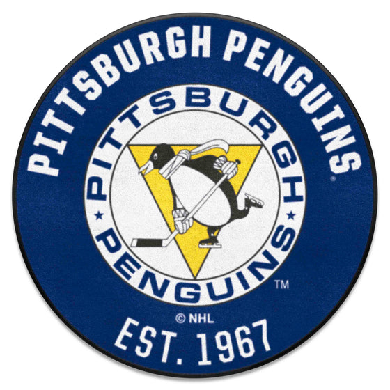 Retro NHL Pittsburgh Penguins Roundel Rug - 27in. Diameter