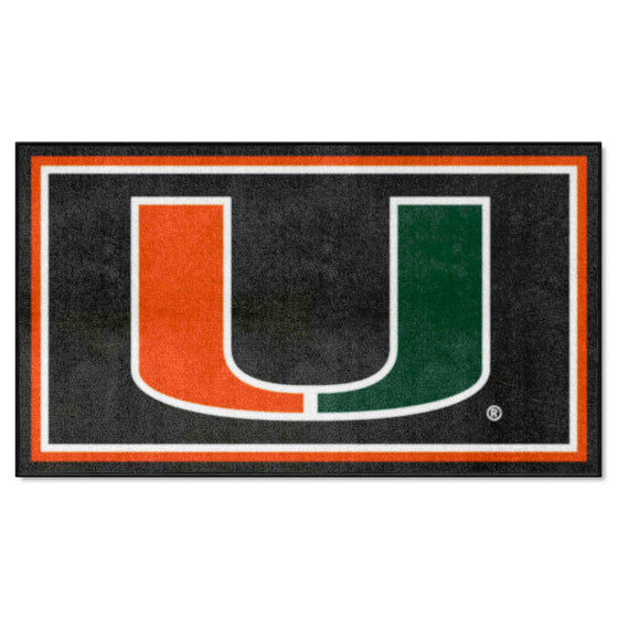 Miami Hurricanes 3ft. x 5ft. Plush Area Rug, Black