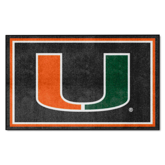 Miami Hurricanes 4ft. x 6ft. Plush Area Rug, Black