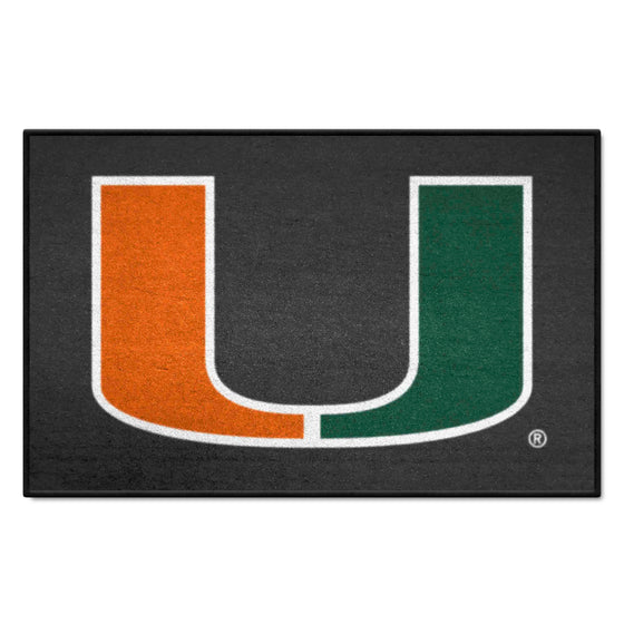 Miami Hurricanes Starter Mat Accent Rug, Black - 19in. x 30in.