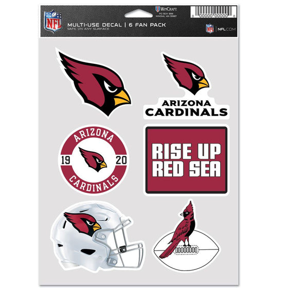 Arizona Cardinals Decal Multi Use Fan 6 Pack