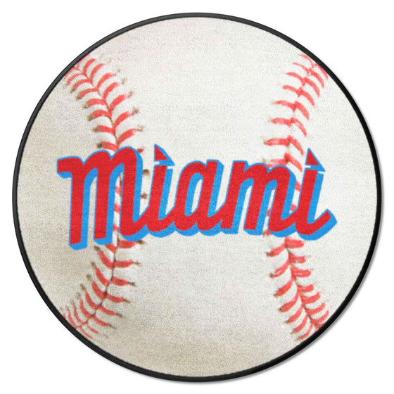 Miami Marlins Baseball Rug - 27in. Diameter