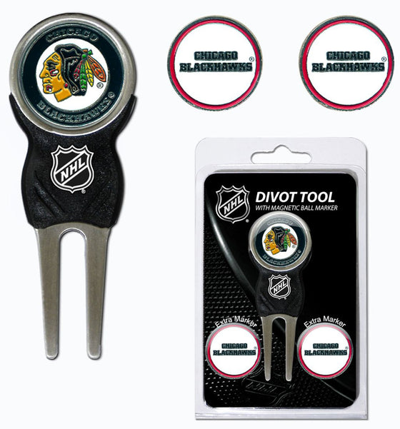 Chicago Blackhawks Golf Divot Tool with 3 Markers - Special Order