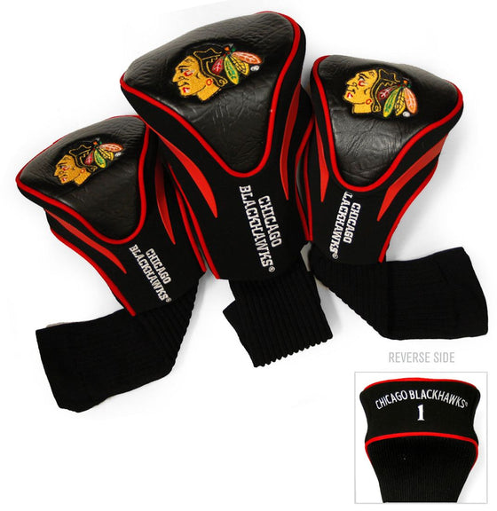 Chicago Blackhawks Golf Club 3 Piece Contour Headcover Set - Special Order