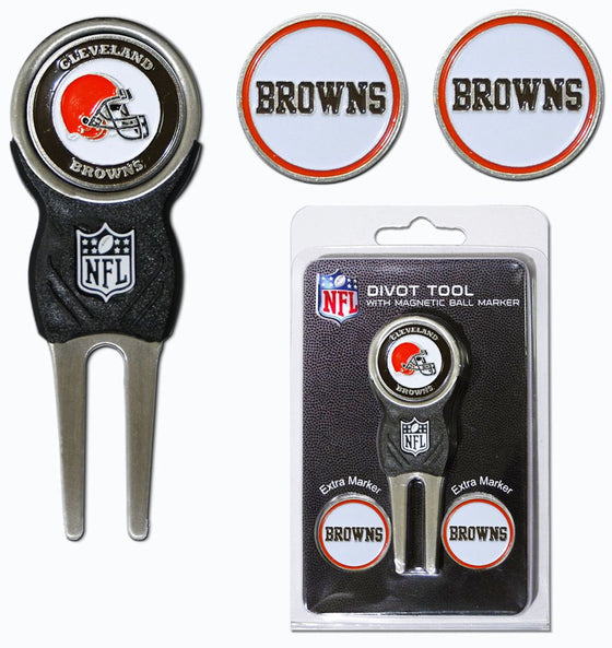 Cleveland Browns Golf Divot Tool with 3 Markers