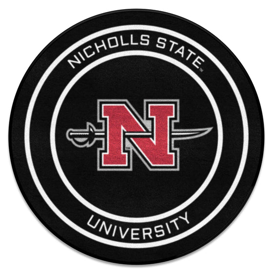 Nicholls State University Colonels Hockey Puck Rug - 27in. Diameter