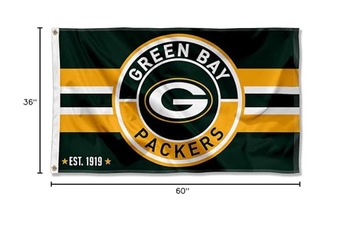 WinCraft Green Bay Packers Patch Button Circle Logo Flag Large 3x5 Banner