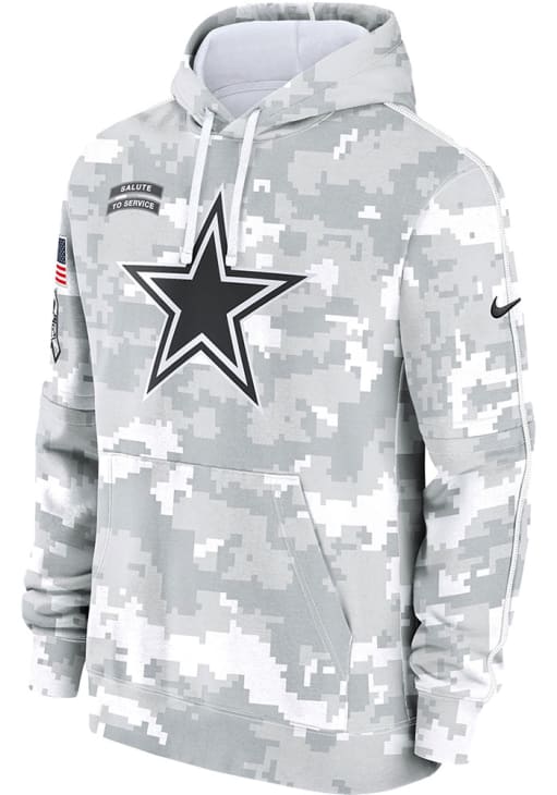 Dallas Cowboys 2024 Salute to Service Arctic Camo On-Field Hoodie Sweatshirt