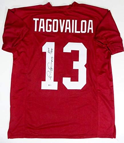 Tua Tagovailoa Signed Red College Style Jersey w/Roll Tide - Beckett W Auth *1