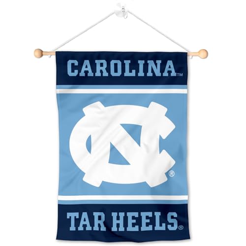 College Flags & Banners Co. North Carolina Tar Heels Window Wall Banner Hanging Flag with Suction Cup