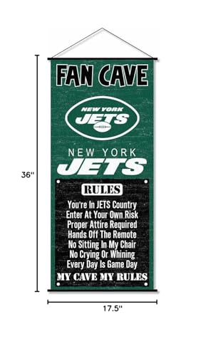 WinCraft New York Jets Man Cave Fan Banner Wall Door Scroll